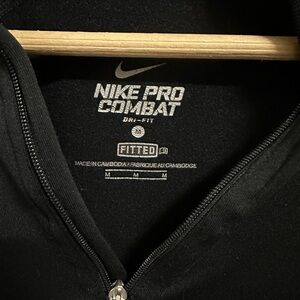 Nike Pro Combat Dri-Fit Fitted Quarter Zip (Black, Size M); thumb holes